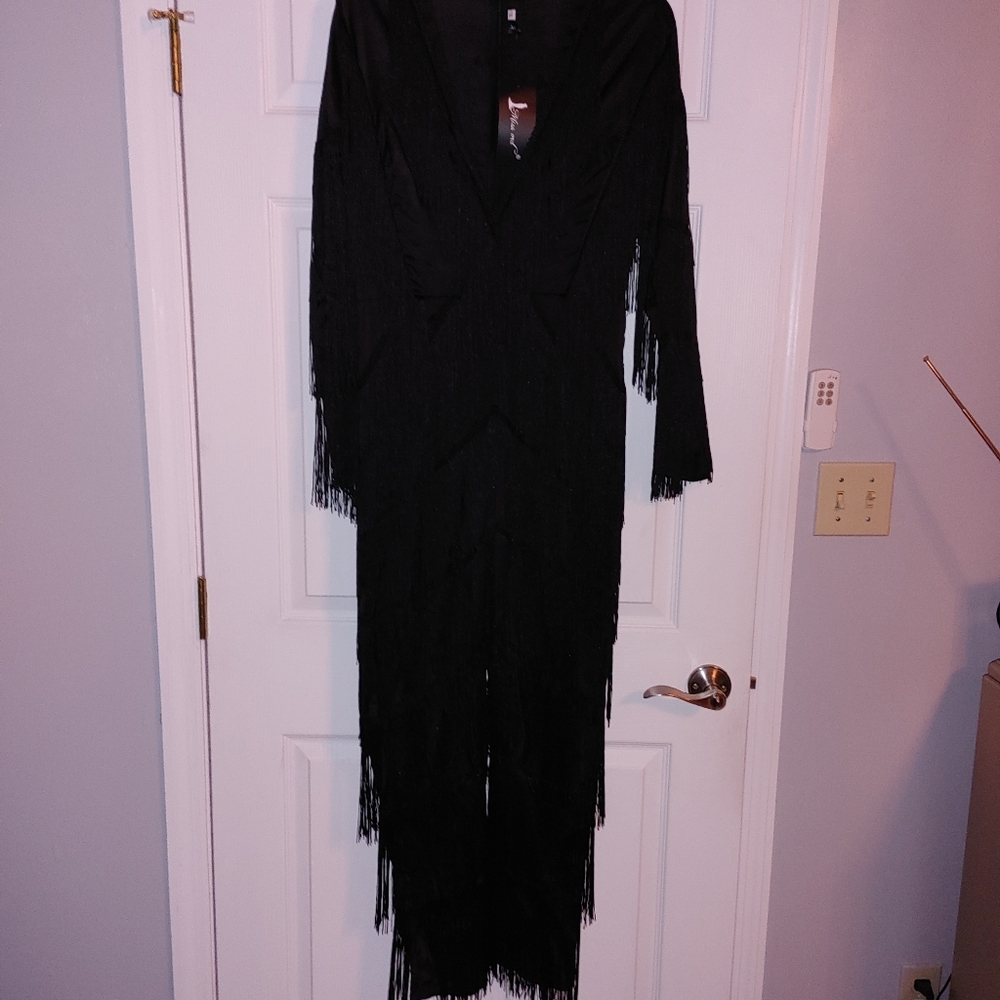 Shein Fringe Jumpsuit XL Black